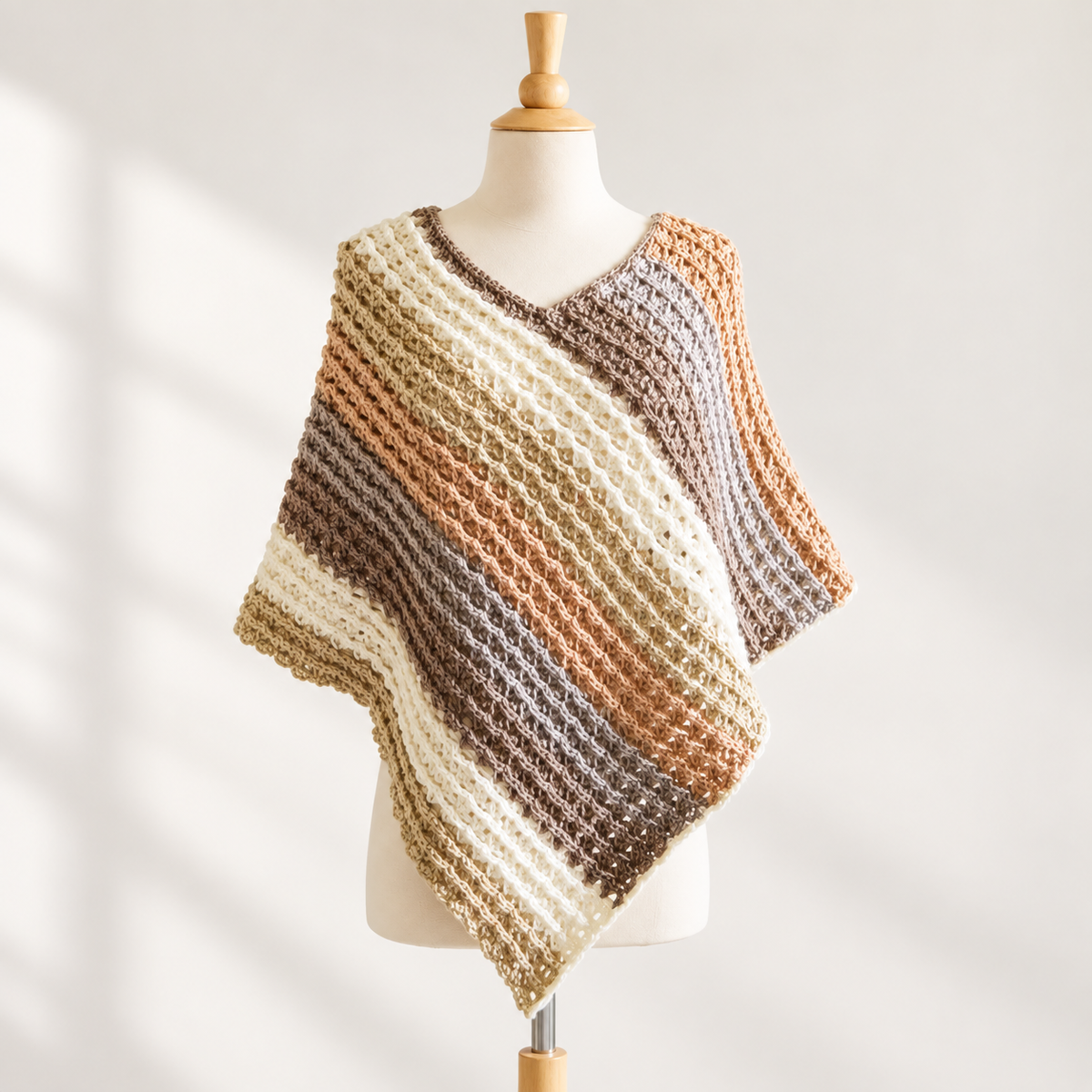 Crochet Sunset Poncho Pattern PDF + Video Tutorial, Women Crochet Poncho Pattern, Boho Crochet Top, Easy Pullover Pattern, Instant Download