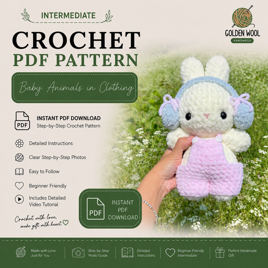15-in-1 Baby Animals Crochet Pattern Bundle PDF – Cute Amigurumi Plushies with Interchangeable Clothing | Digital Download with Step-by-Step Video Tutorial