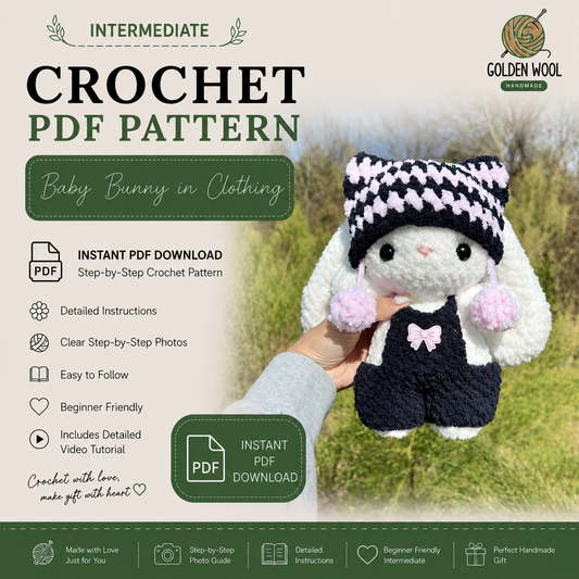 10-in-1 Baby Bunny Crochet Pattern Bundle PDF – Cute Bunny with Interchangeable Outfits | Digital Download with Step-by-Step Video Tutorial