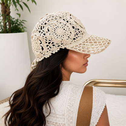 Lace Sun Hat Crochet Pattern PDF | Floral Crochet Cap Pattern | Boho Summer Hat | Openwork Crochet Hat Pattern | Women's Digital Download