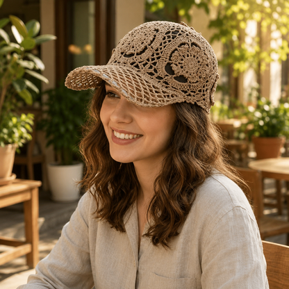 Lace Sun Hat Crochet Pattern PDF | Floral Crochet Cap Pattern | Boho Summer Hat | Openwork Crochet Hat Pattern | Women's Digital Download