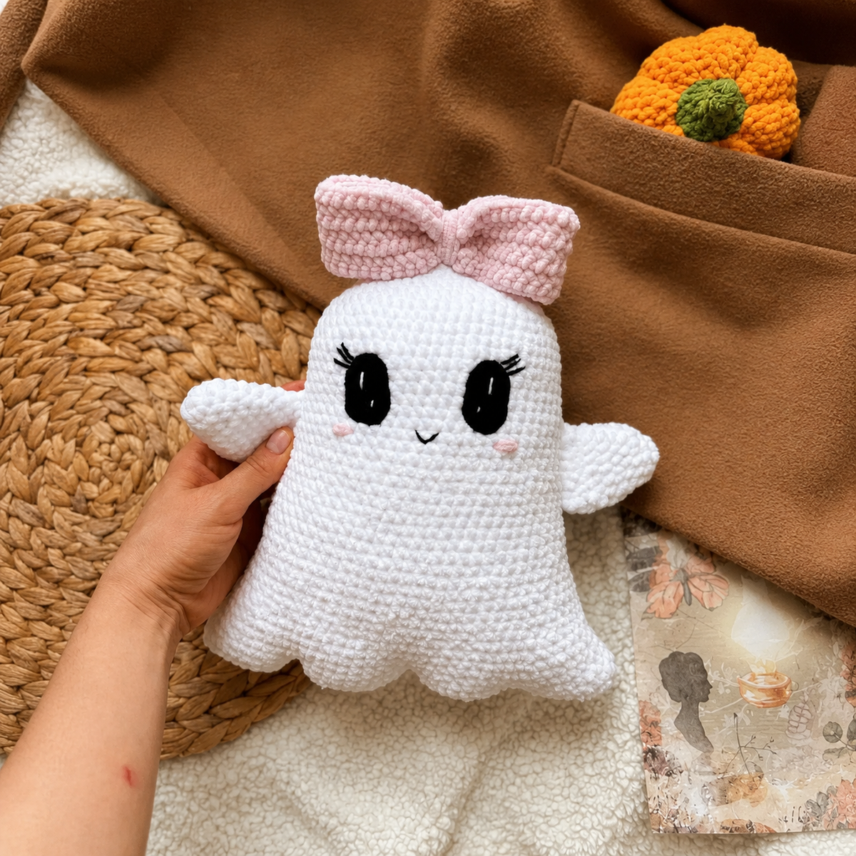 3-in-1 Little Boo Ghost Crochet Pattern PDF, Cute Halloween Amigurumi Ghosts | Pumpkin Mushroom & Bow Plush |Spooky Crochet Pattern