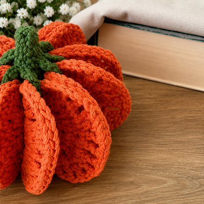 Pumpkin Coaster Set Crochet Pattern PDF |8-in-1 Crochet Coasters Become 3D Pumpkin | Fall Halloween Table Decor | Autumn Crochet Pattern