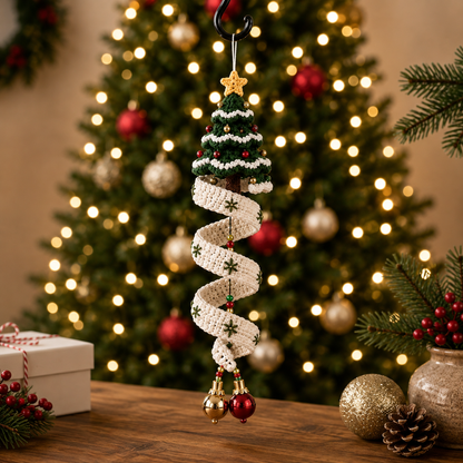 Christmas Spiral Ornament Crochet Pattern PDF | Santa, Snowman & Christmas Tree Hanging Decor | Amigurumi Holiday Ornament Pattern