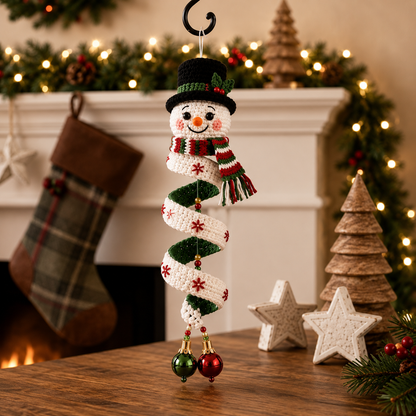 Christmas Spiral Ornament Crochet Pattern PDF | Santa, Snowman & Christmas Tree Hanging Decor | Amigurumi Holiday Ornament Pattern