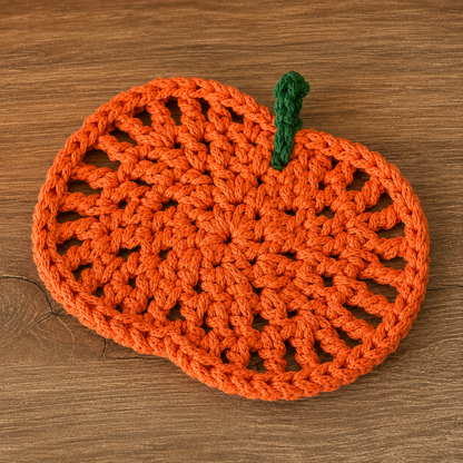 Pumpkin Coaster Set Crochet Pattern PDF |8-in-1 Crochet Coasters Become 3D Pumpkin | Fall Halloween Table Decor | Autumn Crochet Pattern