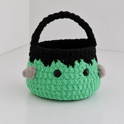 5 in 1 No Sew Boo Basket Crochet Pattern PDF | Halloween Crochet Basket | Spider Pumpkin Ghost Frankenstein Candy Corn Pattern Bundle