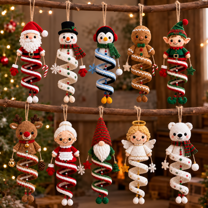 10 Christmas Spiral Ornaments Crochet Pattern Bundle PDF | Santa Snowman Gnome Elf Crochet Patterns | Amigurumi Christmas Hanging Decor