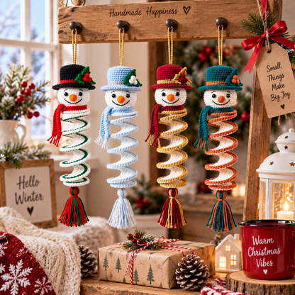Crochet Snowman Wind Spinner Pattern PDF | Christmas Hanging Ornament Crochet Pattern | Snowman Spiral Decor | Holiday Crochet Decoration