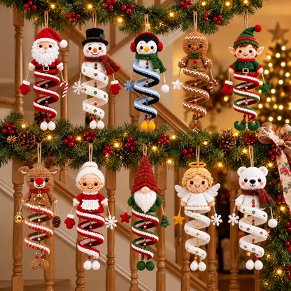 10 Christmas Spiral Ornaments Crochet Pattern Bundle PDF | Santa Snowman Gnome Elf Crochet Patterns | Amigurumi Christmas Hanging Decor