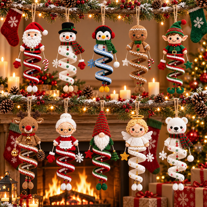 10 Christmas Spiral Ornaments Crochet Pattern Bundle PDF | Santa Snowman Gnome Elf Crochet Patterns | Amigurumi Christmas Hanging Decor