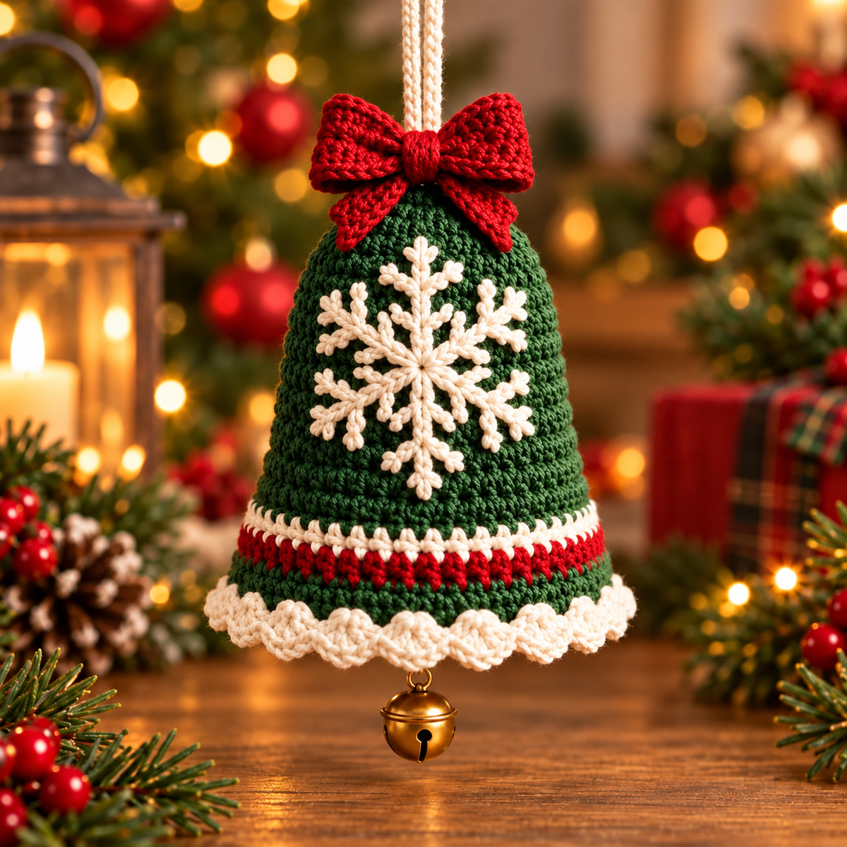 3-in-1 Crochet Christmas Bell Ornament Pattern PDF | Christmas Tree Decorations | Poinsettia, Snowflake & Bow Bell | Holiday Crochet Pattern