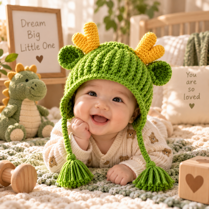 Baby Deer Earflap Hat Crochet Pattern PDF | Woodland Animal Hat | Crochet Baby Hat Pattern | Forest Deer Hat | Baby Shower Gift