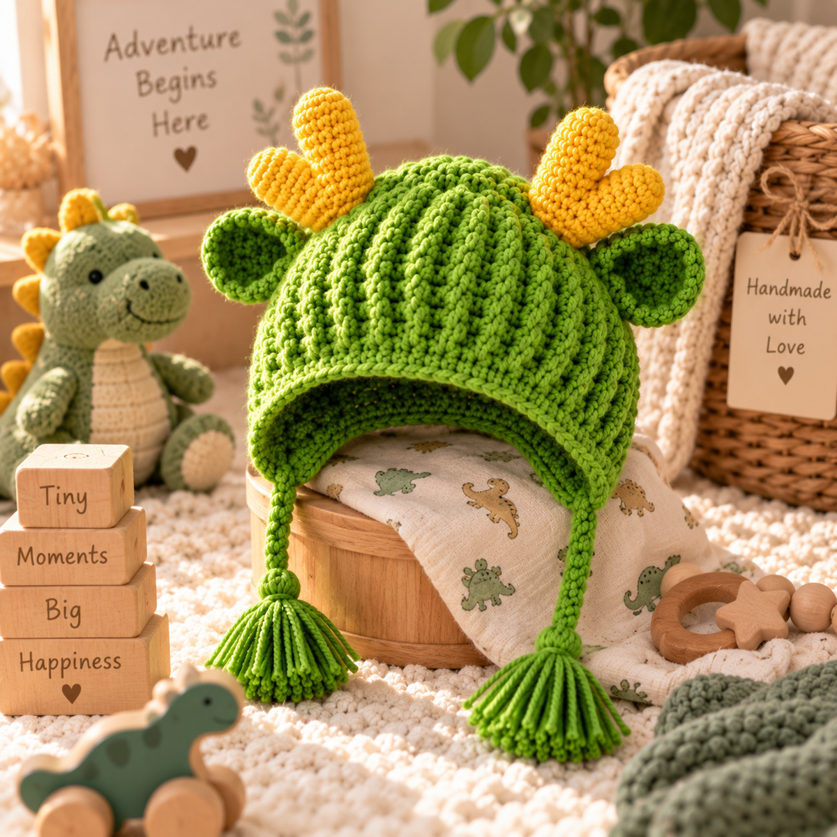 Baby Deer Earflap Hat Crochet Pattern PDF | Woodland Animal Hat | Crochet Baby Hat Pattern | Forest Deer Hat | Baby Shower Gift
