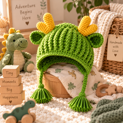 Baby Deer Earflap Hat Crochet Pattern PDF | Woodland Animal Hat | Crochet Baby Hat Pattern | Forest Deer Hat | Baby Shower Gift