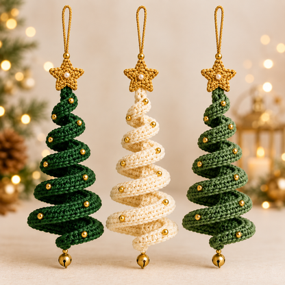 3-in-1 Crochet Christmas Tree Pattern PDF | Spiral Christmas Tree Ornament Crochet Pattern | DIY Xmas Tree Hanging Decorations | Beginner Friendly | Instant Download