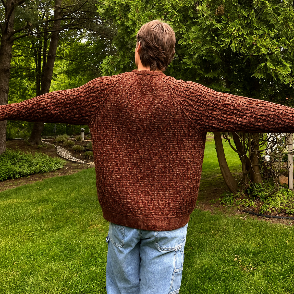Unisex Twisting Trails Crochet Sweater Pattern PDF | Textured Cable Pullover, Raglan Crochet Jumper | Men & Women Sweater Digital Pattern