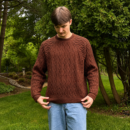 Unisex Twisting Trails Crochet Sweater Pattern PDF | Textured Cable Pullover, Raglan Crochet Jumper | Men & Women Sweater Digital Pattern