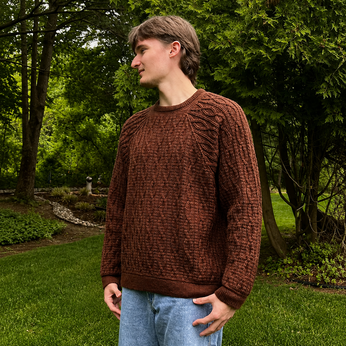 Unisex Twisting Trails Crochet Sweater Pattern PDF | Textured Cable Pullover, Raglan Crochet Jumper | Men & Women Sweater Digital Pattern