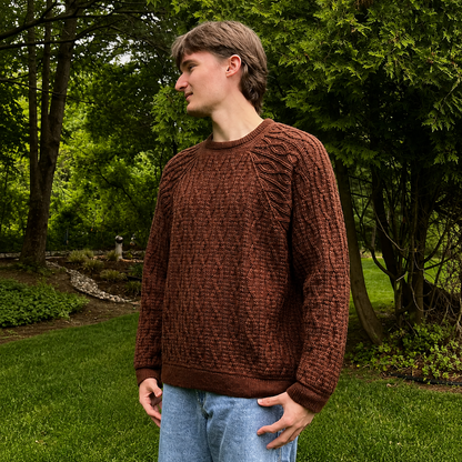 Unisex Twisting Trails Crochet Sweater Pattern PDF | Textured Cable Pullover, Raglan Crochet Jumper | Men & Women Sweater Digital Pattern