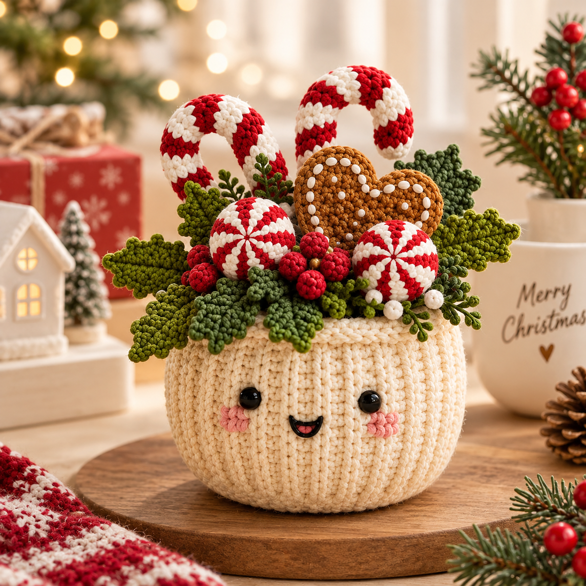 Crochet Pot Pattern Bundle PDF | 4-in-1 Christmas Crochet Patterns | Christmas Tree, Poinsettia & Reindeer | Holiday Home Decor | DIY Christmas Gift
