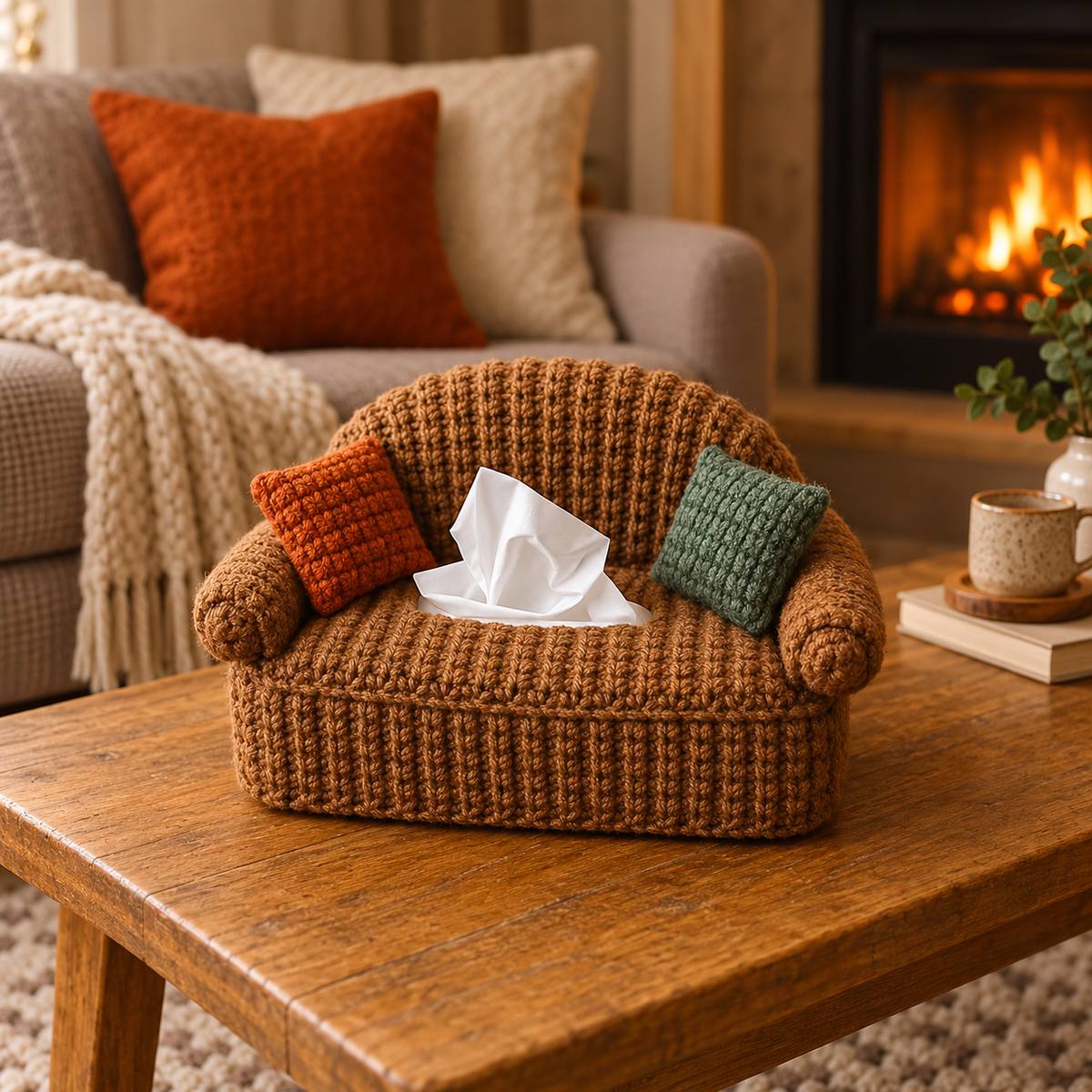 Crochet Tissue Box Cover Pattern PDF | Mini Sofa Tissue Holder Crochet Pattern | Christmas Couch Tissue Box Cozy | Cute Home Decor | 4 Languages