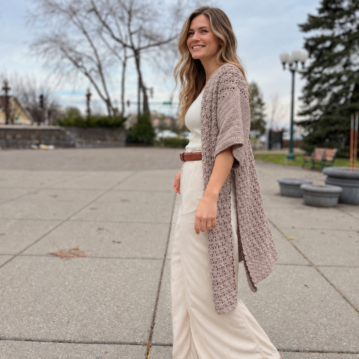 Side Slit Lightweight Cardigan Crochet Pattern PDF | Long Crochet Cardigan Pattern | Women's Lace Sweater | XS–XXL | Easy Crochet Clothing Pattern