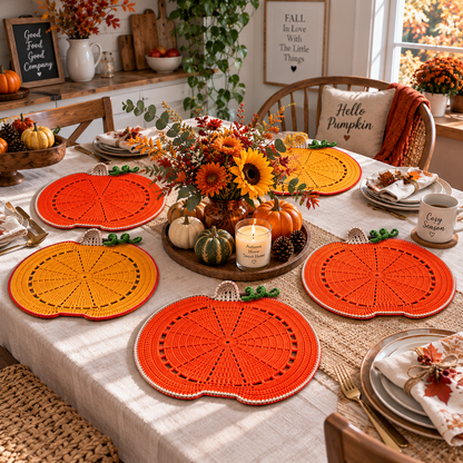 Pumpkin Placemat Crochet Pattern PDF | Fall Table Decor | Thanksgiving Crochet Pattern | Autumn Pumpkin Table Mat | Harvest Dining Decor