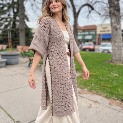 Side Slit Lightweight Cardigan Crochet Pattern PDF | Long Crochet Cardigan Pattern | Women's Lace Sweater | XS–XXL | Easy Crochet Clothing Pattern