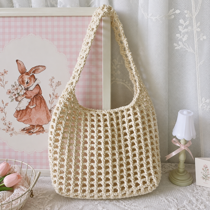 Crochet Net Bag Pattern PDF, Mesh Market Tote Crochet Pattern | Boho Shoulder Bag, Reusable Grocery Bag | Summer Crochet Bag Pattern