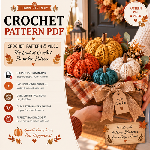 Easy Crochet Pumpkin Pattern PDF + Video Tutorial | Beginner Friendly Fall Crochet Pattern | Thanksgiving Decor | Autumn Pumpkin Pattern