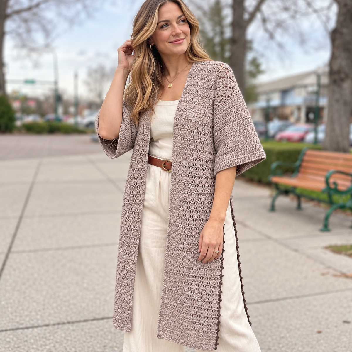 Side Slit Lightweight Cardigan Crochet Pattern PDF | Long Crochet Cardigan Pattern | Women's Lace Sweater | XS–XXL | Easy Crochet Clothing Pattern