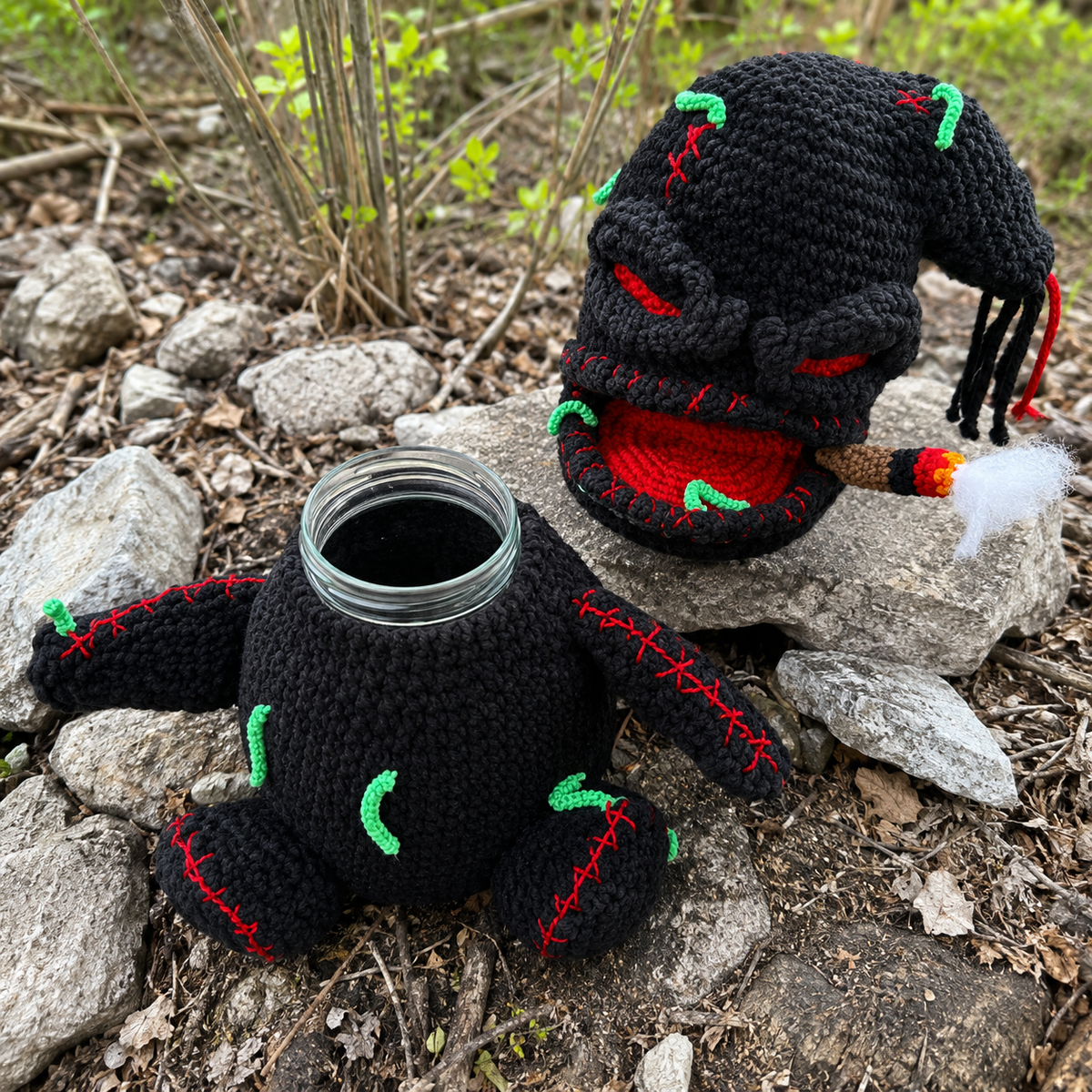 Mr Maggot Mouth Crochet Pattern PDF | Creepy Monster Stash Jar Amigurumi | Halloween Crochet Plush | Spooky Storage Monster Digital Pattern