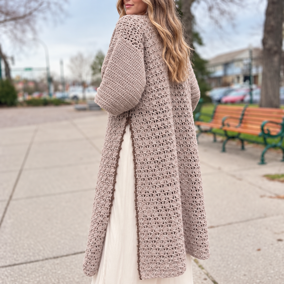 Side Slit Lightweight Cardigan Crochet Pattern PDF | Long Crochet Cardigan Pattern | Women's Lace Sweater | XS–XXL | Easy Crochet Clothing Pattern