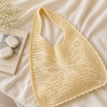 Granny Market Bag Crochet Pattern PDF | Crochet Tote Bag Pattern | Vintage Shoulder Bag, Reusable Market Bag | Instant Digital Download