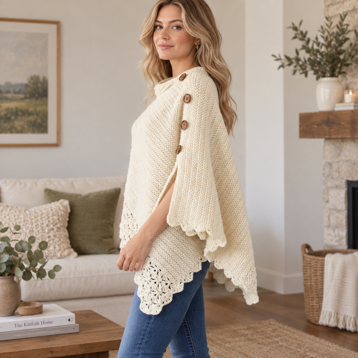 Crochet Uptown Poncho Pattern PDF | Easy Crochet Poncho for Women | Button Shoulder Poncho Pattern | Boho Crochet Wrap | Beginner Friendly | Instant Download