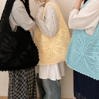 Granny Market Bag Crochet Pattern PDF | Crochet Tote Bag Pattern | Vintage Shoulder Bag, Reusable Market Bag | Instant Digital Download