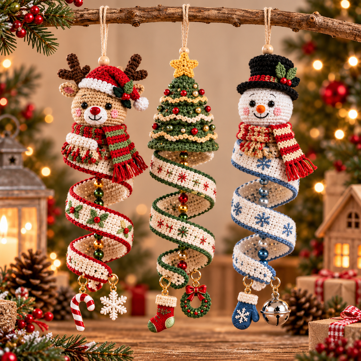10+ Christmas Spiral Crochet Pattern Bundle PDF | Amigurumi Christmas Ornaments | Holiday Hanging Decor | Xmas Crochet Patterns | Instant Download