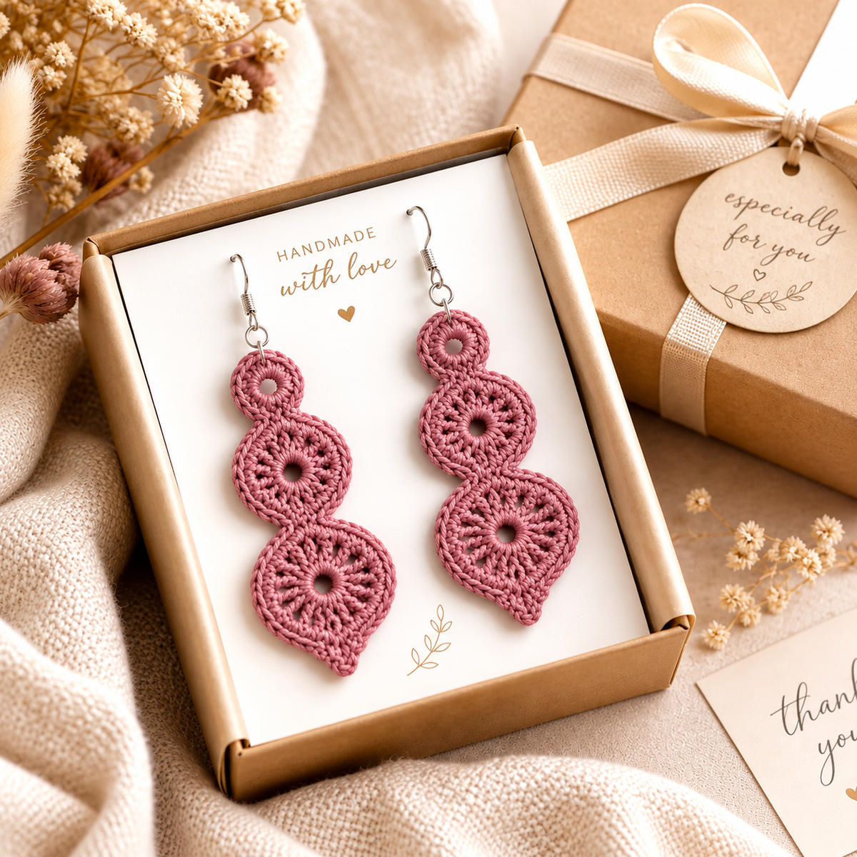 Boho Crochet Drop Earrings Pattern PDF | Lace Dangle Earrings Crochet Pattern | DIY Bohemian Jewelry | Handmade Earrings Instant Download