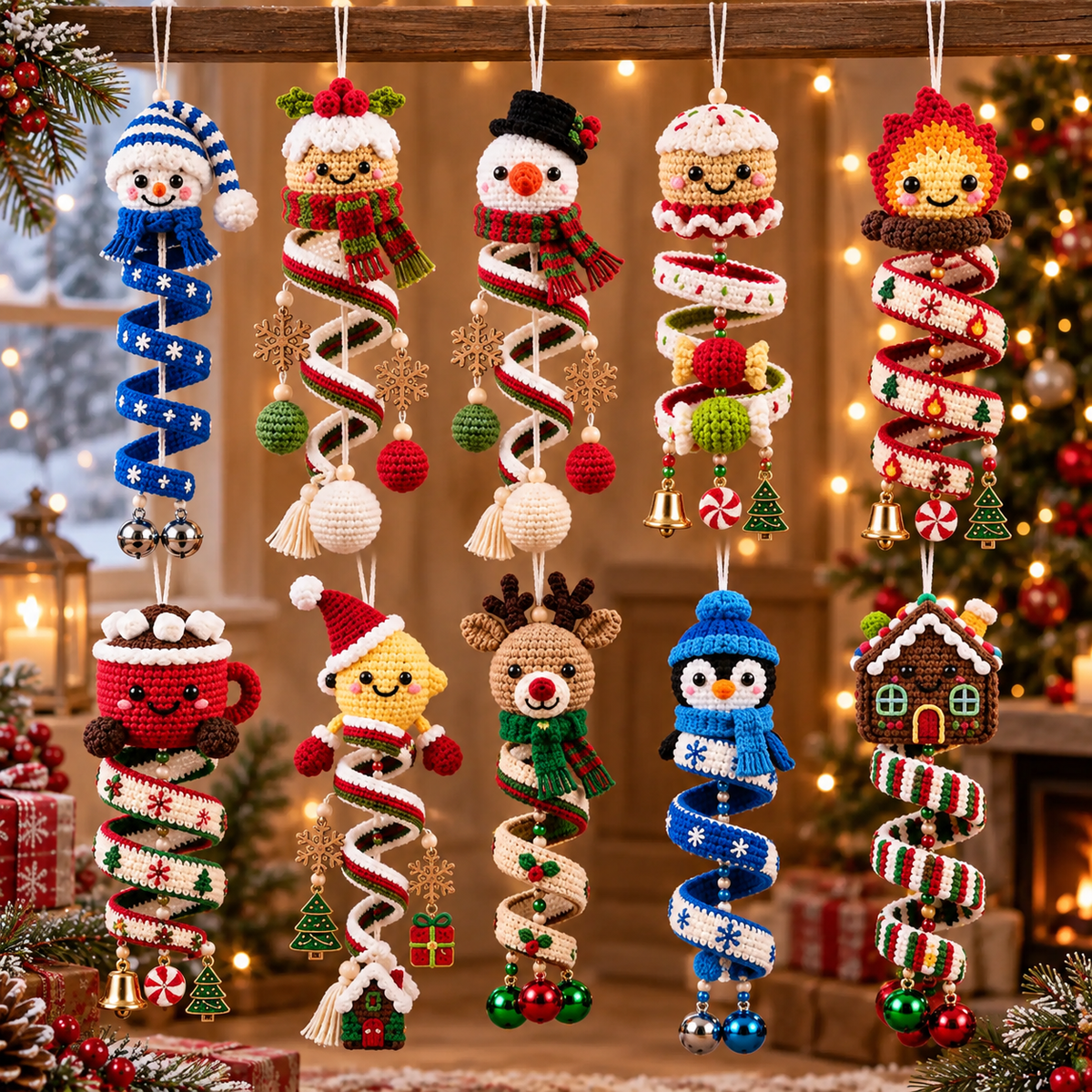 10+ Christmas Spiral Crochet Pattern Bundle PDF | Amigurumi Christmas Ornaments | Holiday Hanging Decor | Xmas Crochet Patterns | Instant Download