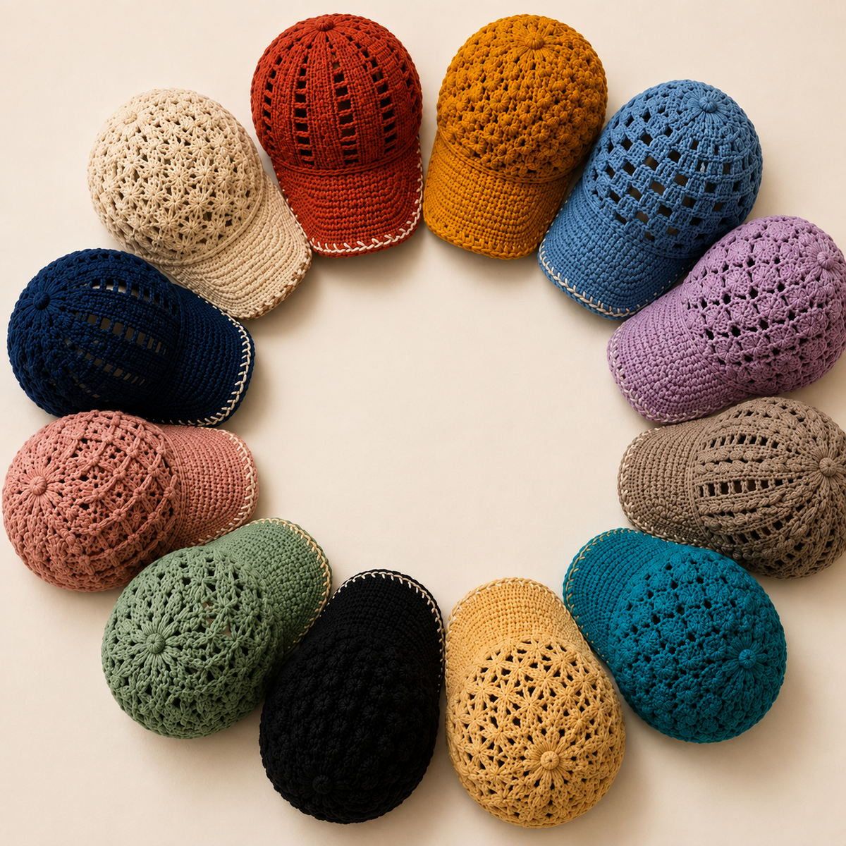 2-in-1 Crochet Baseball Cap Pattern Bundle PDF, Textured & Mesh Crochet Hats, Summer Cap Patterns, US Terms Digital Download