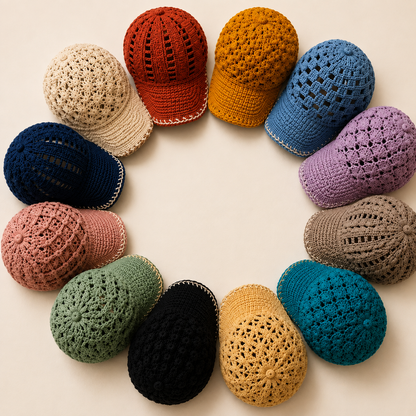 2-in-1 Crochet Baseball Cap Pattern Bundle PDF, Textured & Mesh Crochet Hats, Summer Cap Patterns, US Terms Digital Download