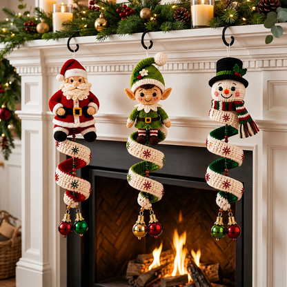 Santa Elf Snowman Crochet Pattern PDF | 3 in 1 Christmas Spiral Ornament Pattern | Christmas Crochet Hanging Decor Instant Download