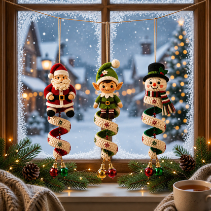 Santa Elf Snowman Crochet Pattern PDF | 3 in 1 Christmas Spiral Ornament Pattern | Christmas Crochet Hanging Decor Instant Download