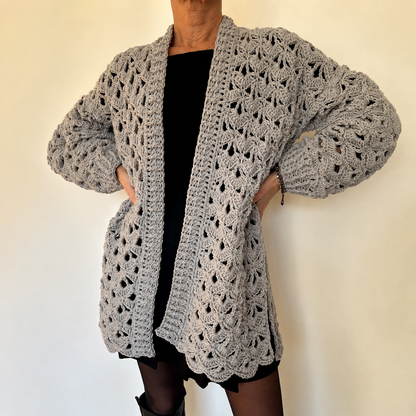 Lace Vibe Cardigan Crochet Pattern PDF, Openwork Crochet Cardigan, Long Lace Cardigan Pattern, Women's Crochet Sweater with Video Tutorial