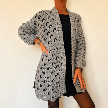 Lace Vibe Cardigan Crochet Pattern PDF, Openwork Crochet Cardigan, Long Lace Cardigan Pattern, Women's Crochet Sweater with Video Tutorial