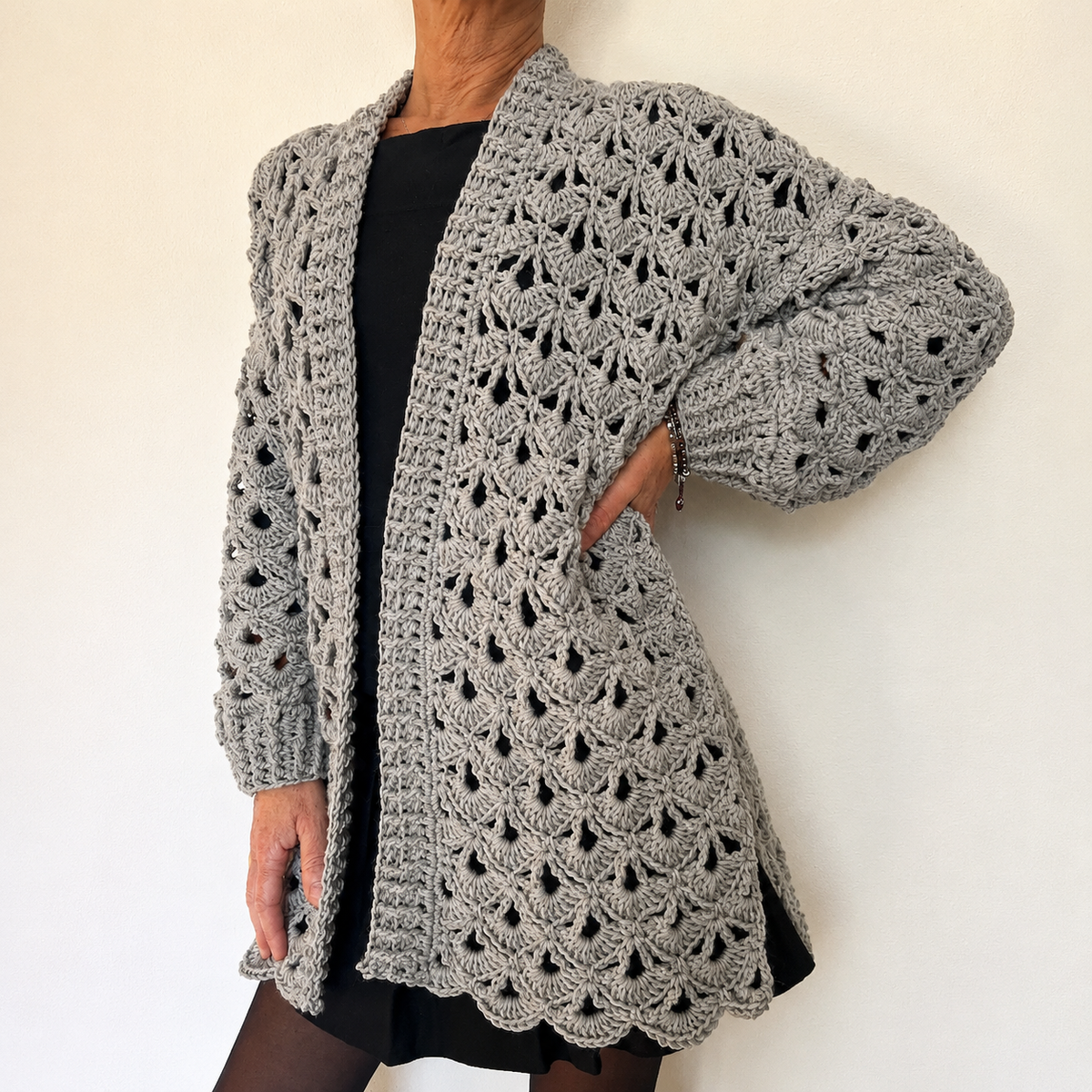 Lace Vibe Cardigan Crochet Pattern PDF, Openwork Crochet Cardigan, Long Lace Cardigan Pattern, Women's Crochet Sweater with Video Tutorial