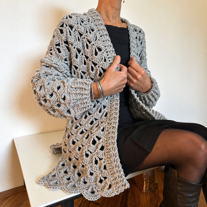 Lace Vibe Cardigan Crochet Pattern PDF, Openwork Crochet Cardigan, Long Lace Cardigan Pattern, Women's Crochet Sweater with Video Tutorial