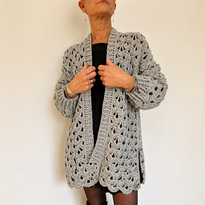 Lace Vibe Cardigan Crochet Pattern PDF, Openwork Crochet Cardigan, Long Lace Cardigan Pattern, Women's Crochet Sweater with Video Tutorial
