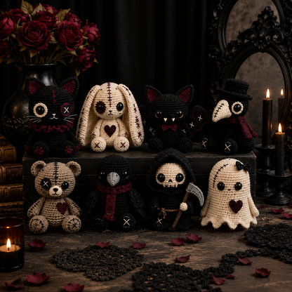 8 Gothic Dolls Crochet Pattern Bundle PDF | Spooky Amigurumi Characters | Halloween Crochet Doll Patterns | Gothic Plushies Digital Download